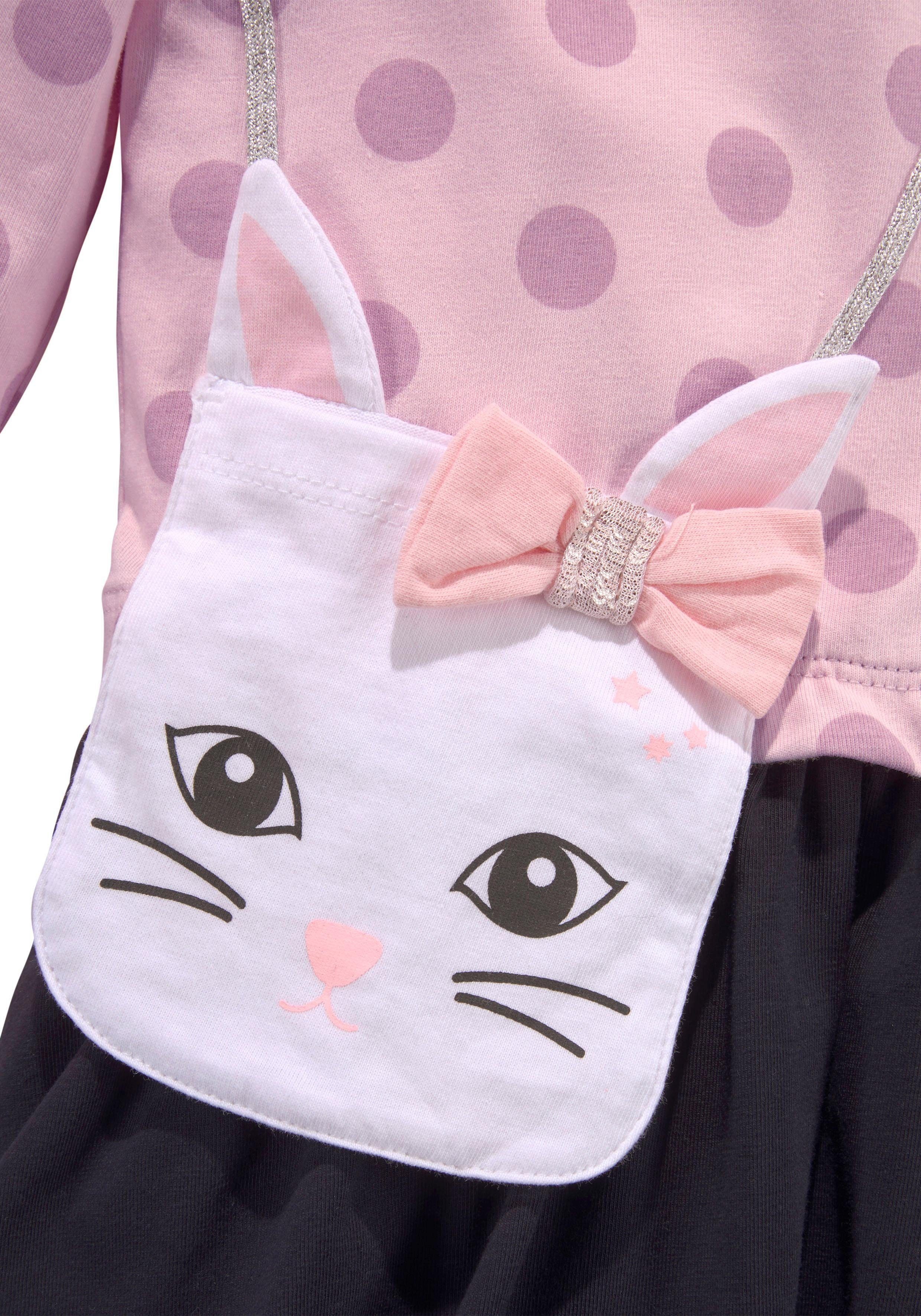 KIDSWORLD Jerseykleid mit appliziertem Glitzerband und kleiner Tasche