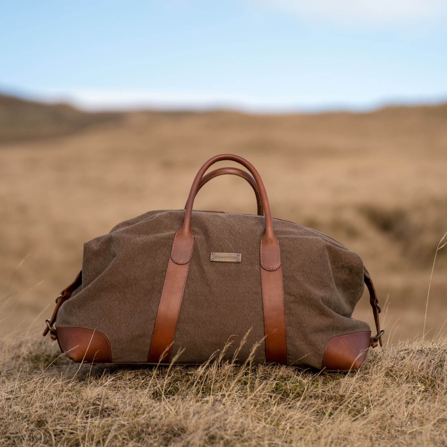 DRAKENSBERG Reisetasche Weekender David (L) Oliv-Grün, Herren, Damen, im Vintage-Design, Canvas und Büffelleder, handgemacht