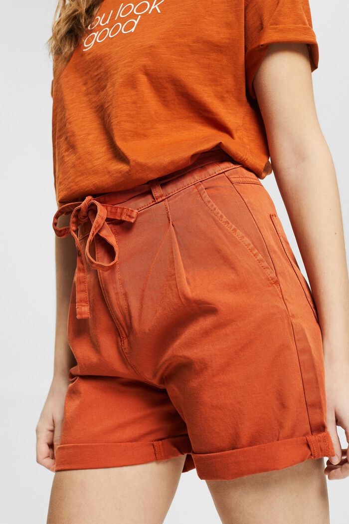 Shorts mit Bindegürtel, Bio-Baumwolle