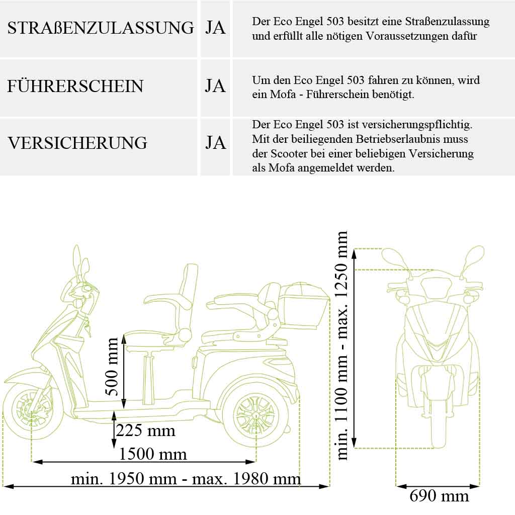 ECO ENGEL Seniorenmobil Eco Engel 503 Rot, 25 km/h Blei Akku