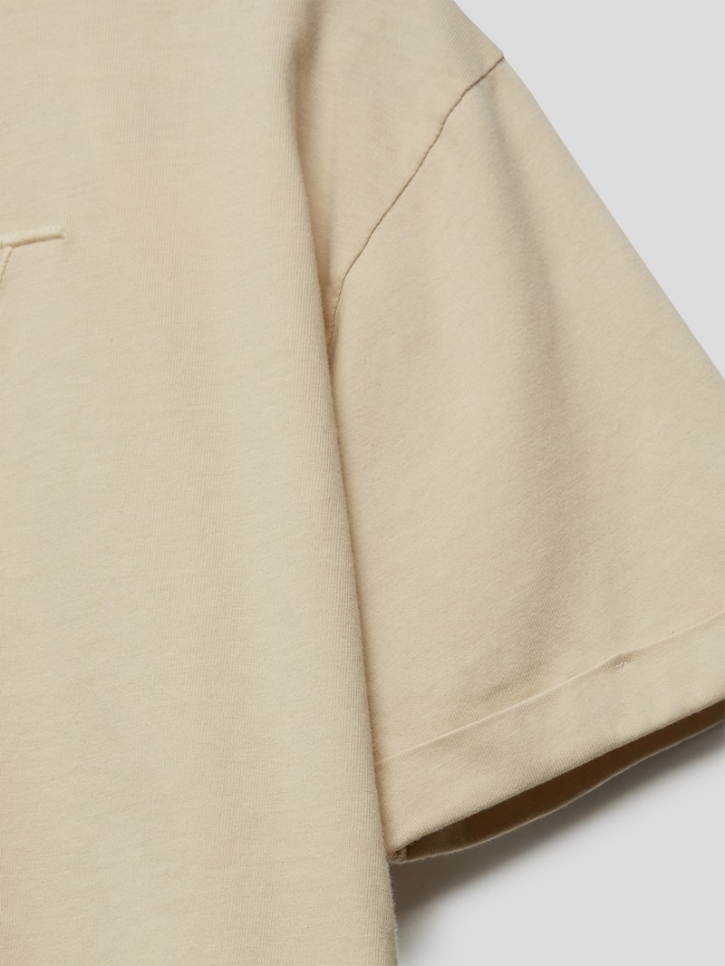Cropped T-Shirt mit Stitching in hellrosa