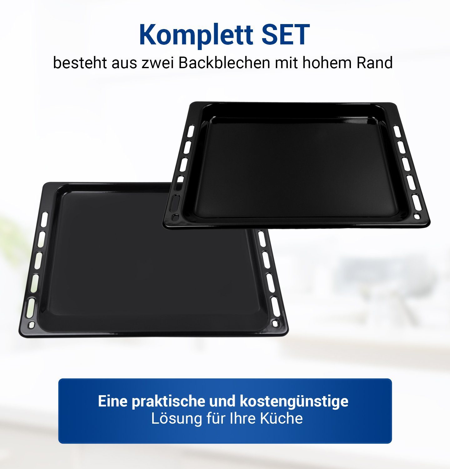 VIOKS Backblech Ersatz für Bauknecht 481241838128 481010539879, (2-St), Set Backblech und Fettpfanne für Backofen