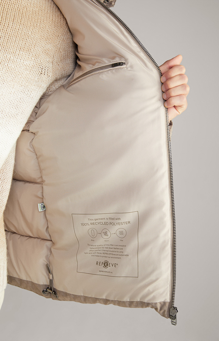 Logo-Steppjacke Vastos in Hellbraun gemustert