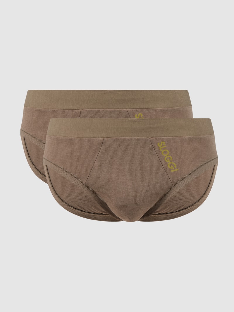 Slip mit Stretch-Anteil im 2er-Pack in olivgrün