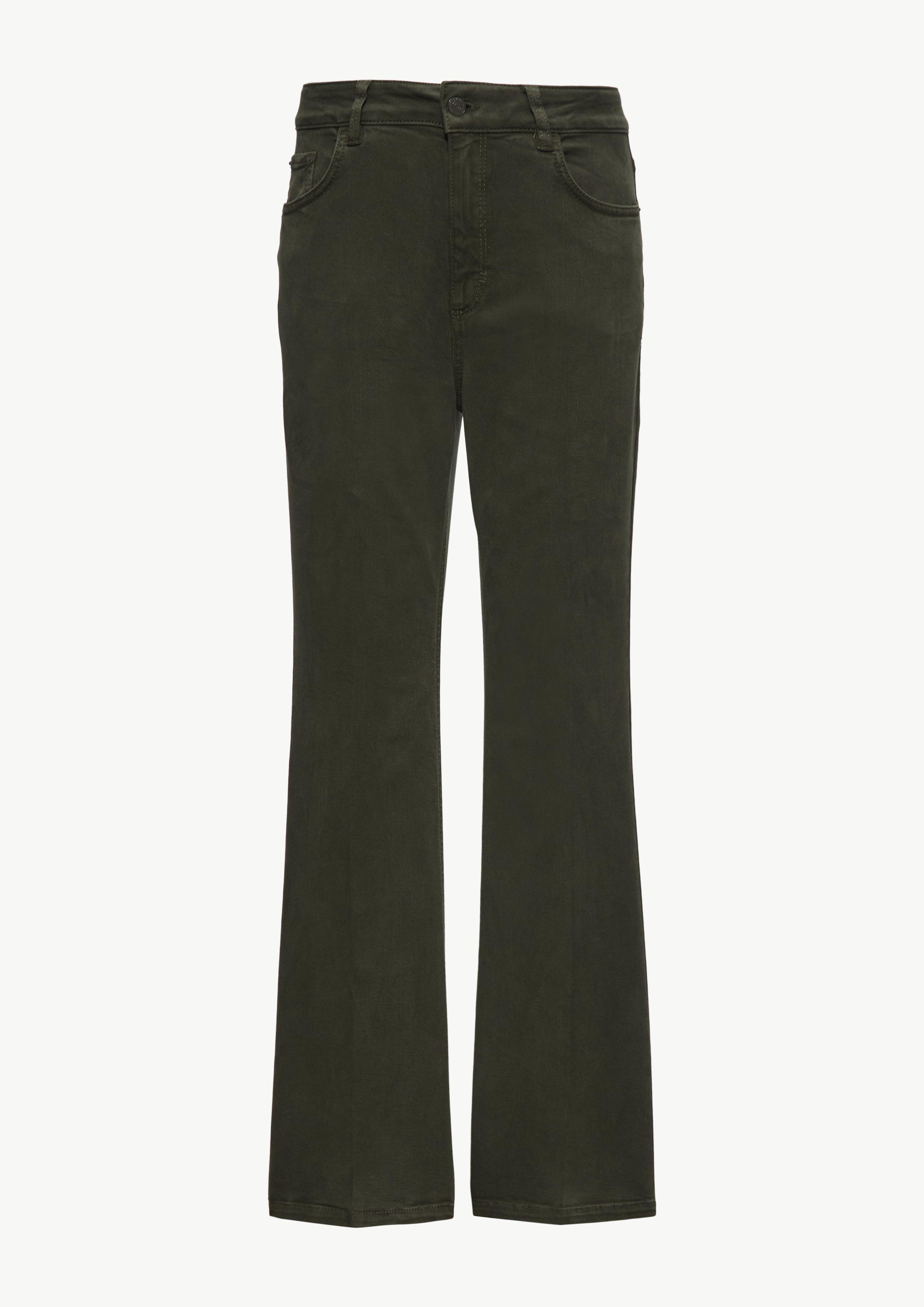 Hose mit Flared Leg - olivgrün
