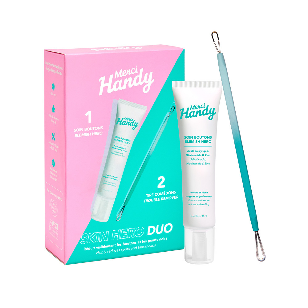 Merci Handy Skin Hero Duo : Un soin bouton et son tire-comédon Soin bouton et tire-comédéon
