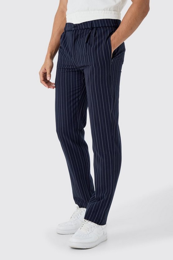 Boxer Waistband Pinstripe Tailored Trousers
