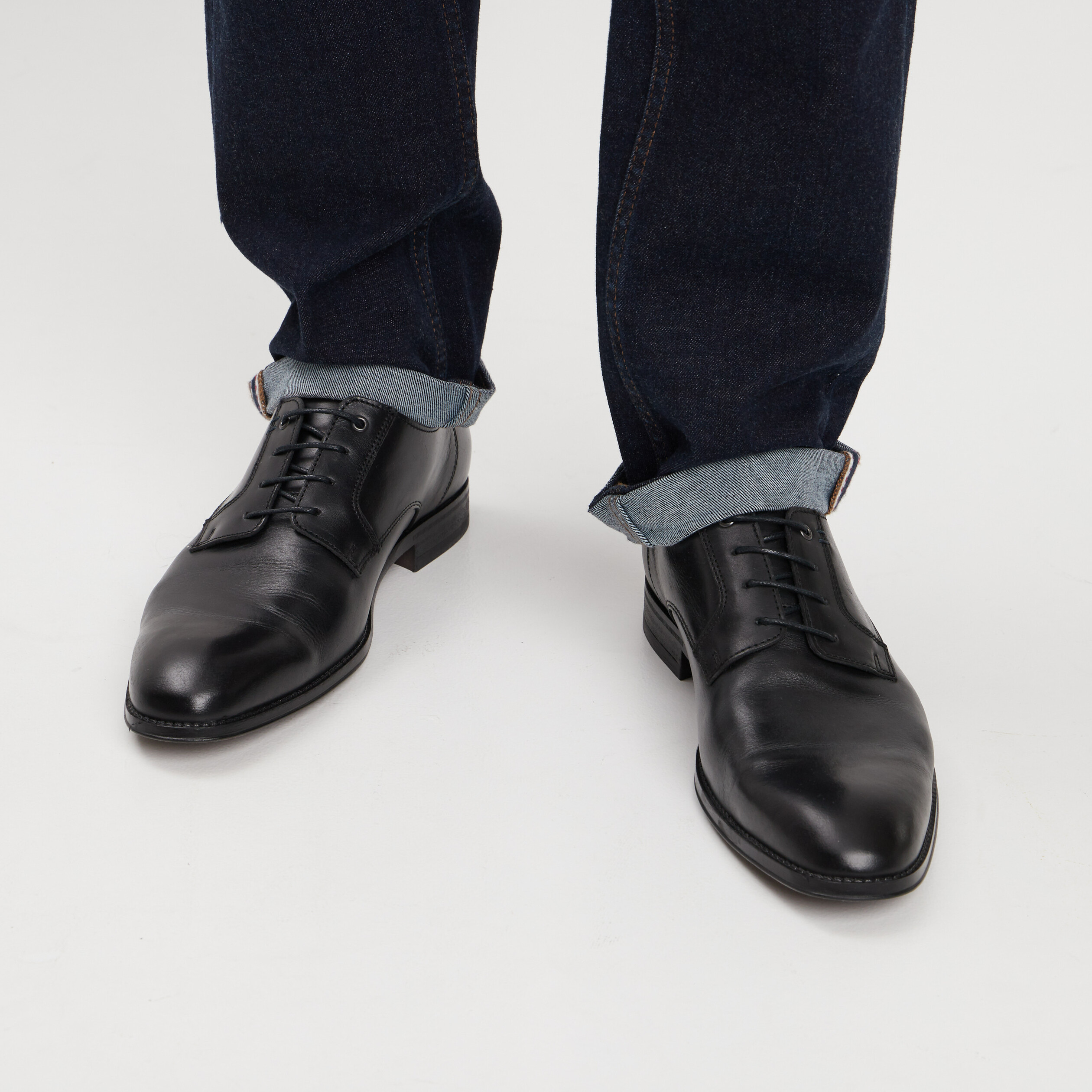 Derbies à lacets en cuir noir homme | La Halle
