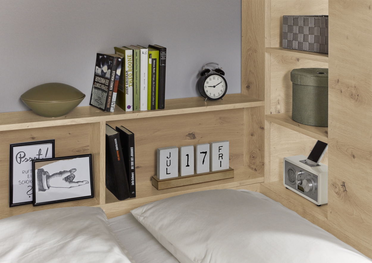 Relita Etagenbett Sina 2 LF á 90x200 cm, m. Kleiderschrank (o. Bettschublade), Eiche Artisan Dekor