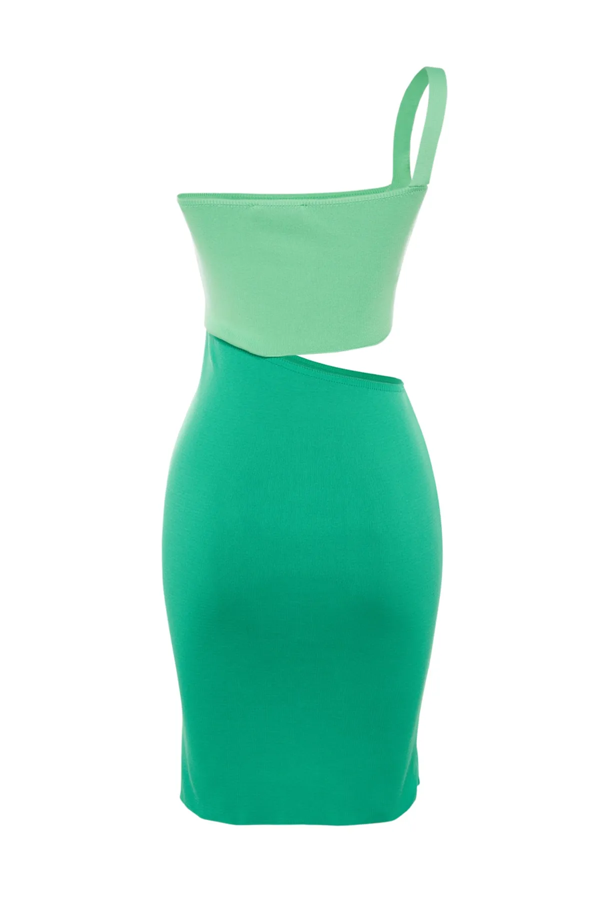 Trendyol Collection  Mehrfarbiges, figurbetontes Strick-Abendkleid mit Fenster-/Ausschnittdetail TPRSS23EL00136