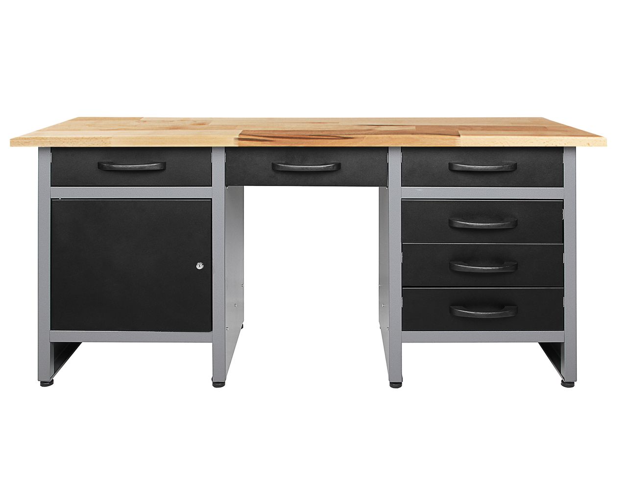Ondis24 Werkbank 160 cm 6 Schieber & 1 Tür grau