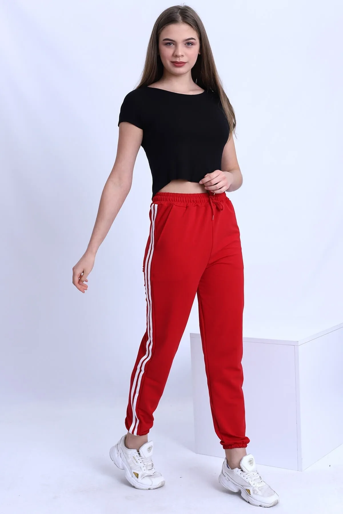 Deafox  Rote Jogginghose mit Streifendetail für Damen