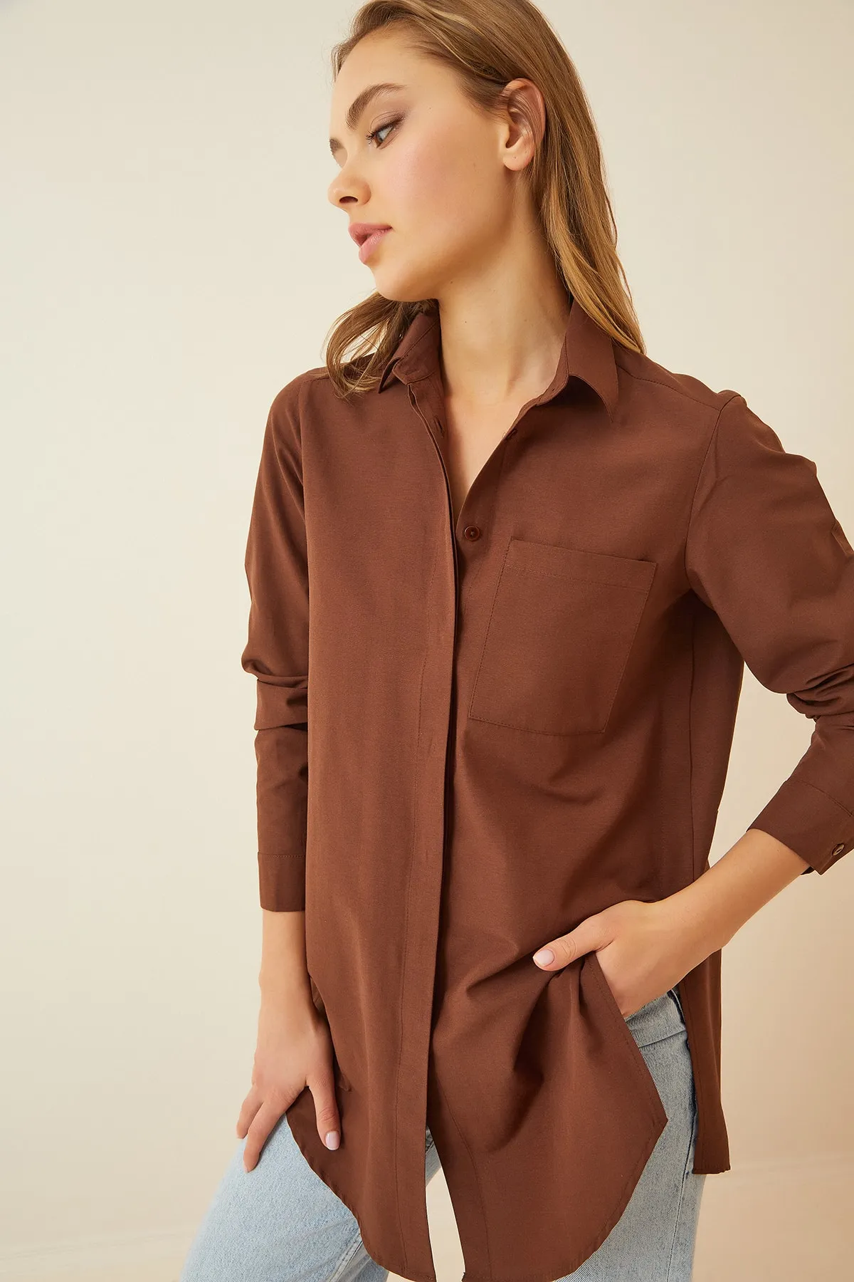 Happiness İstanbul  Hemd - Braun - Relaxed Fit