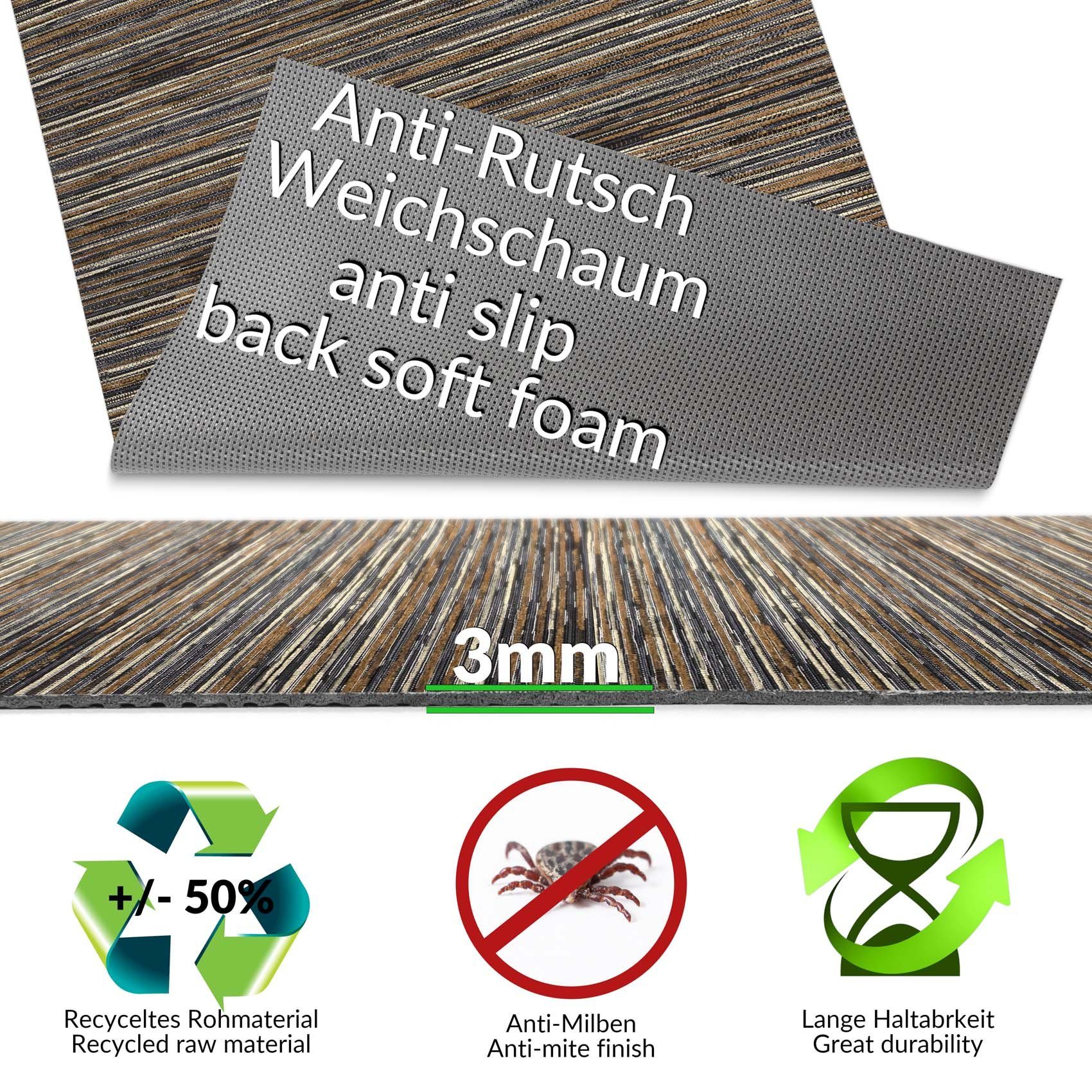 Küchenläufer Küchenläufer Läufer Küchenteppich Teppich Textil RANNA Premium Streife, ANRO, Rund, Höhe: 3 mm, Textil