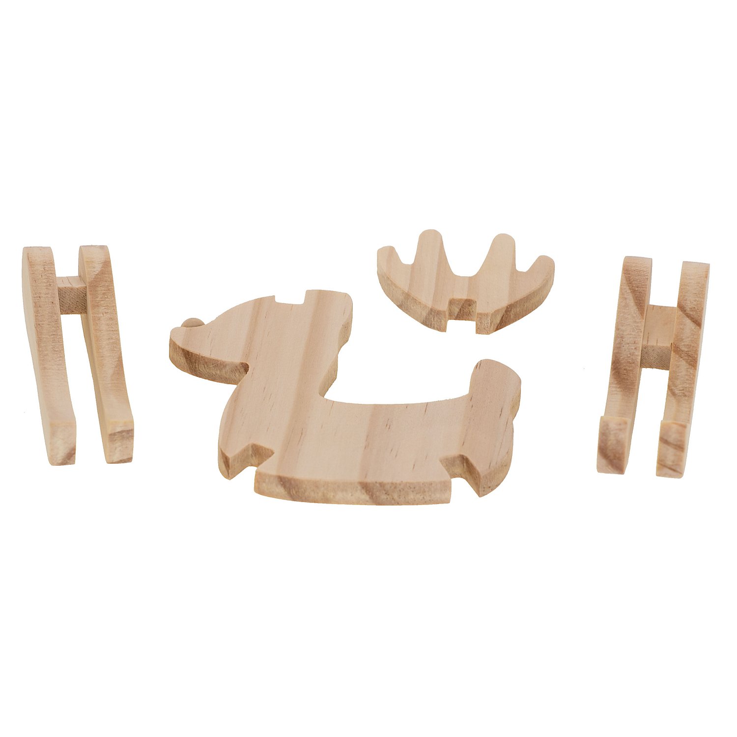 Holz-Rentier, 4-teilig, 10 x 5 x 19 cm