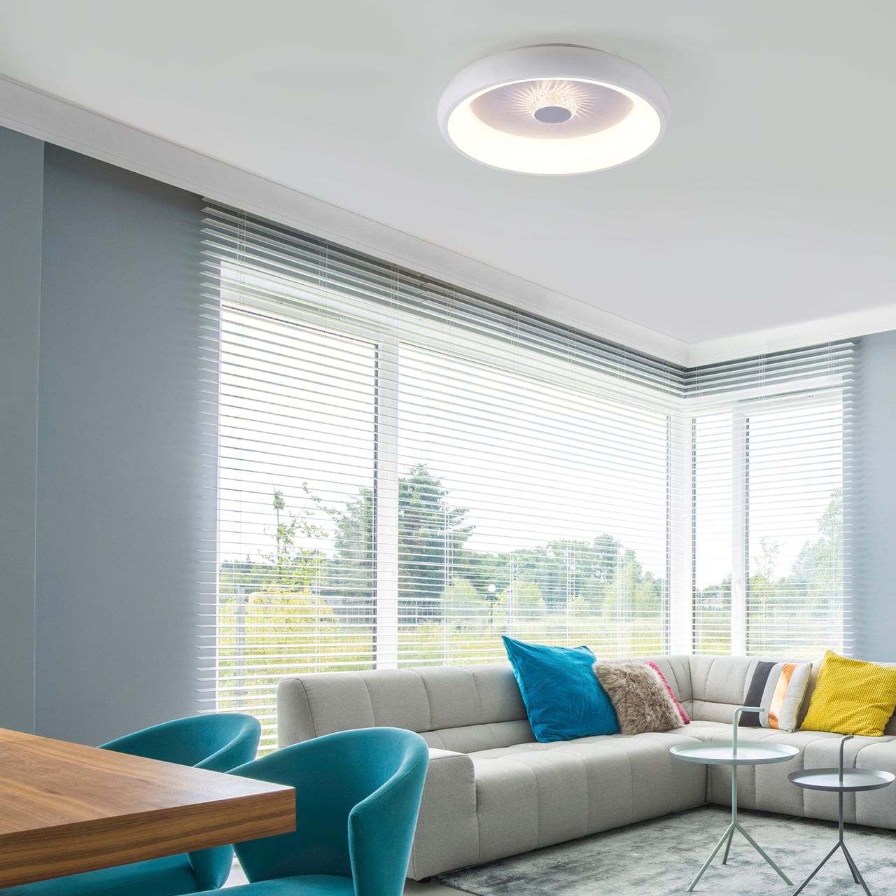 JUST LIGHT LED Deckenleuchte VERTIGO, CCT, dimmbar, Fernbedienung, Ø46,5 cm, Kristall-Effekt