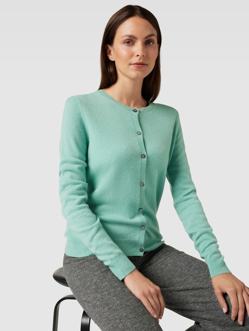 Strickjacke aus Kaschmir mit Knopfleiste in schilf
