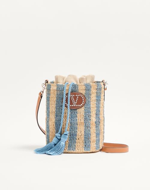 Valentino Garavani kleine gestreepte raffia bucket bag