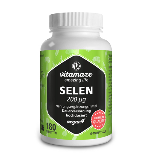 SELEN 200 µg hochdosiert vegan Tabletten  180 St  Tabletten