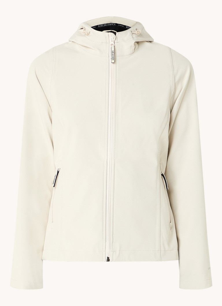 Jaqueta softshell Ilse Jacobsen com capuz e bolsos com zíper.