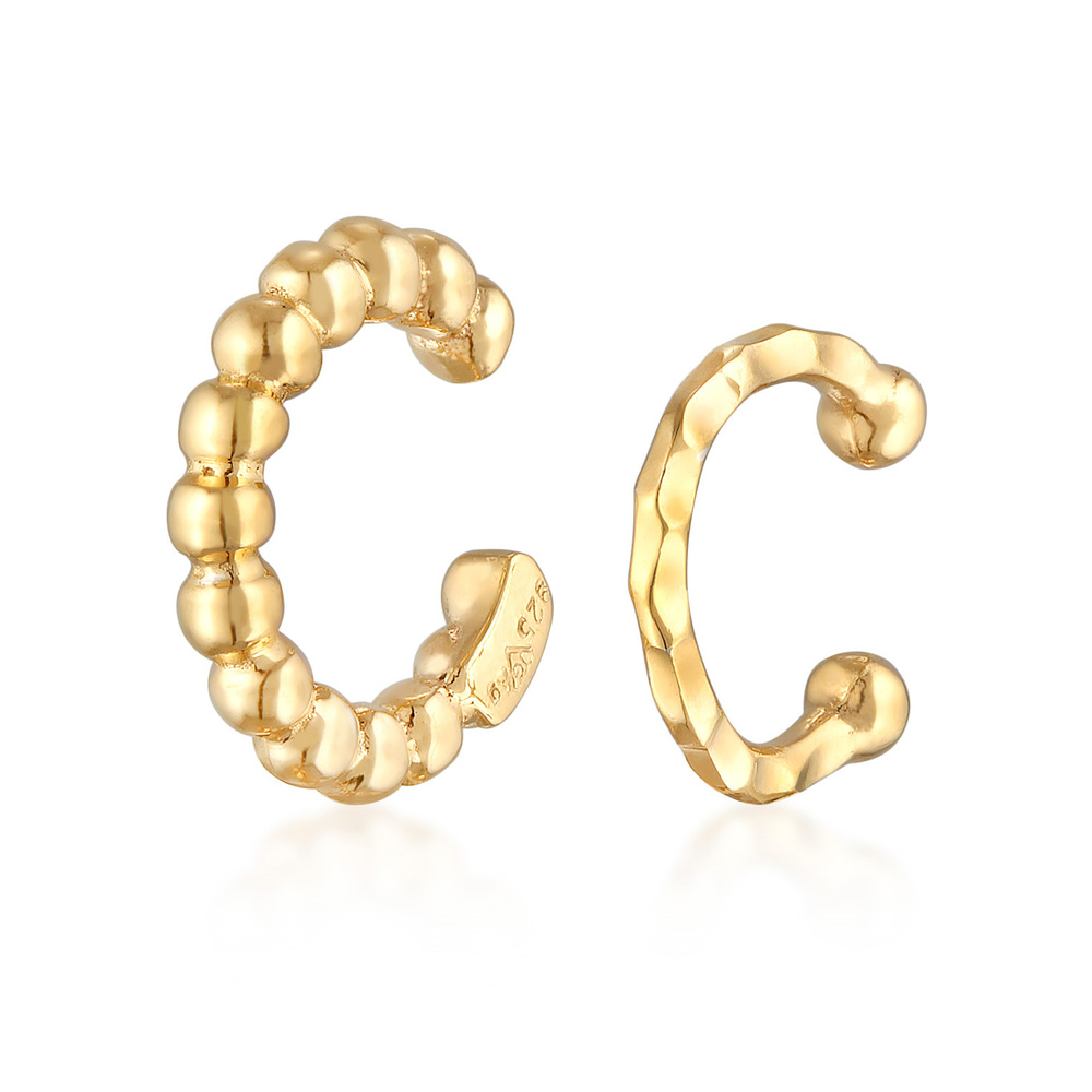 Elli Elli Boucles d'Oreilles Femmes Earcuff Set Boules Martelé en argent sterling 925 Boucles d'oreilles