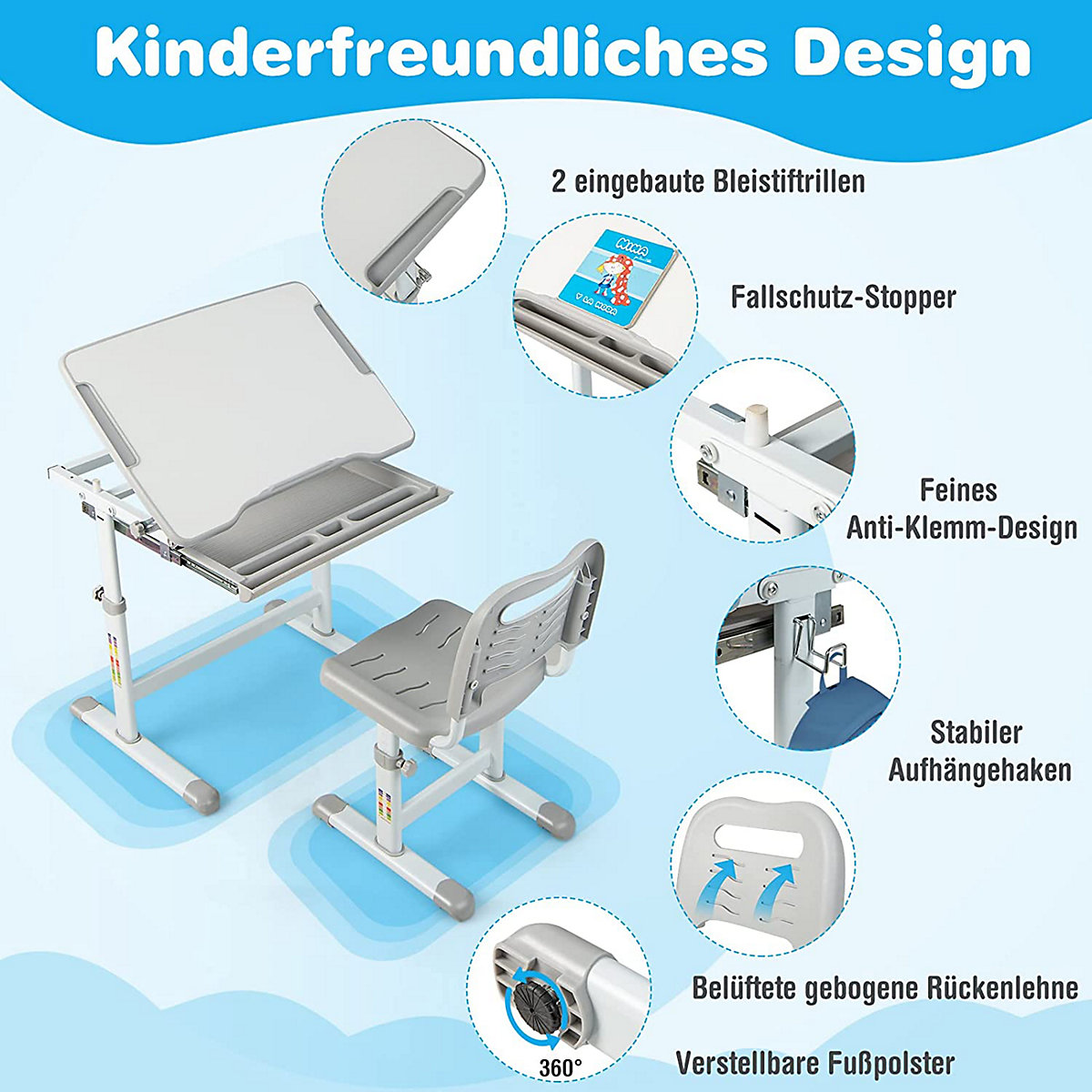 Kinderschreibtisch höhenverstellbar neigbar
