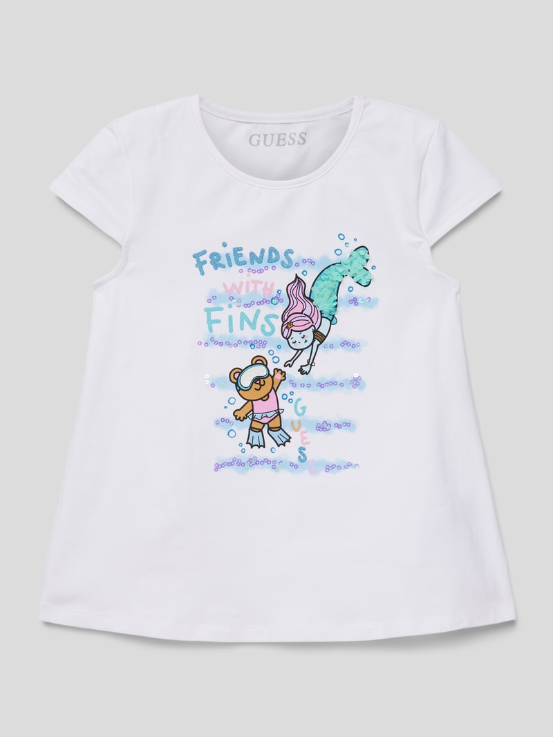 T-Shirt mit Motiv-Print in weiß