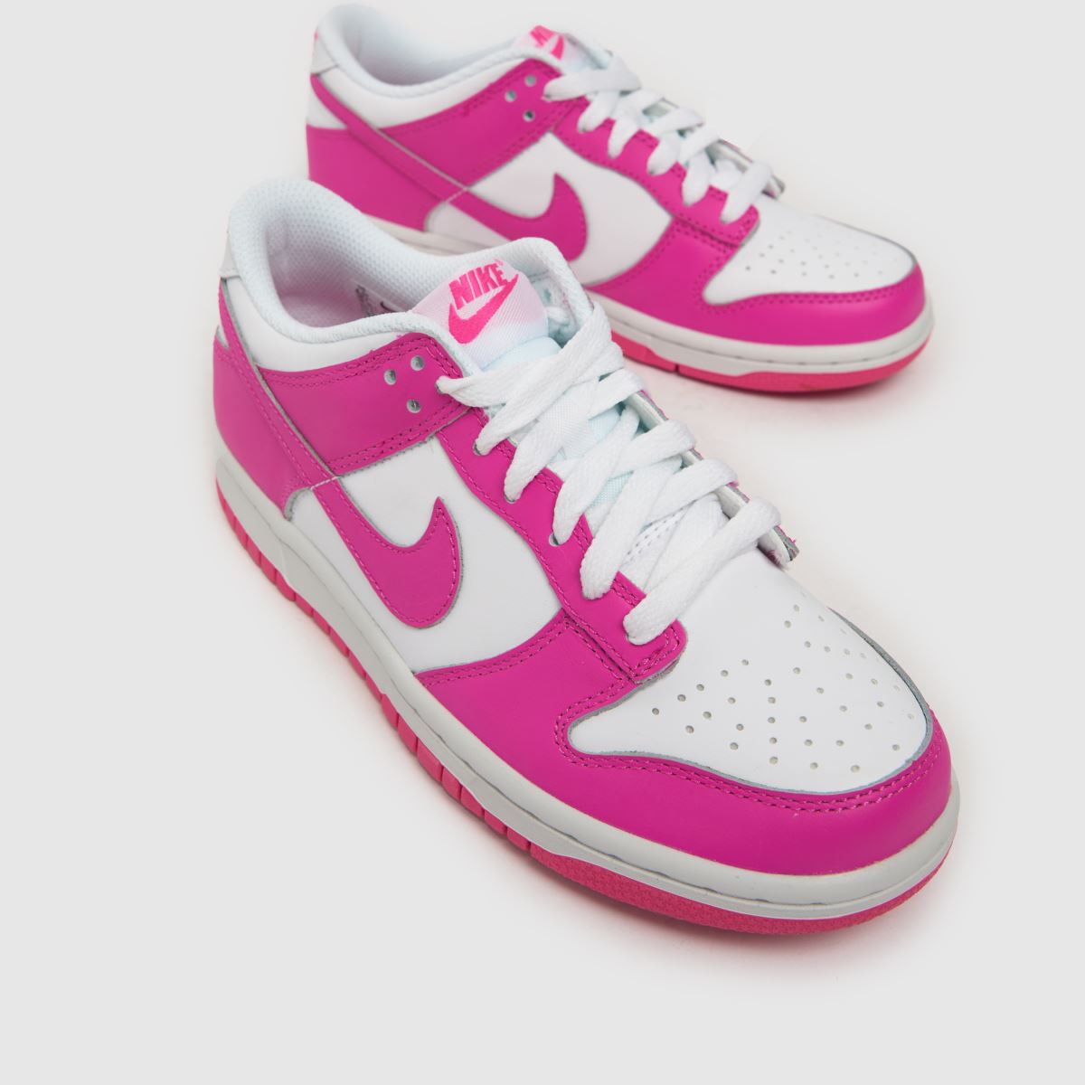 Nike vita & rosa Dunk Low flickor ungdomsskor