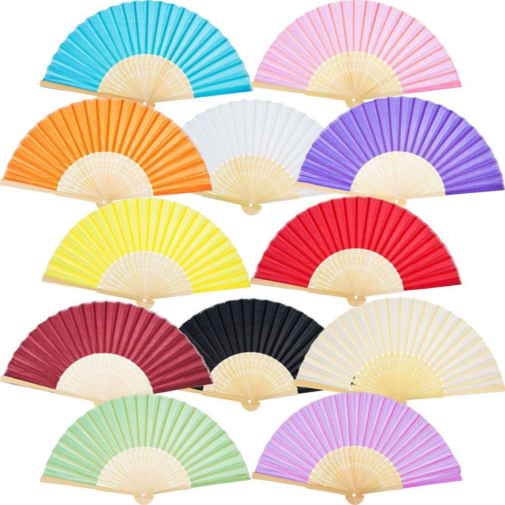 FeelGlad Handfächer Seide Bambus Faltfächer,Hochzeitsgeschenk,(Farbe zufällig)