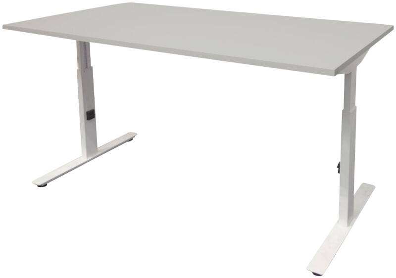 Schaffenburg Höhenverstellbar Sitz-Stehschreibtisch Rechteckig Holz Weiß T-Fuß 1.200 x 800 x 855 mm