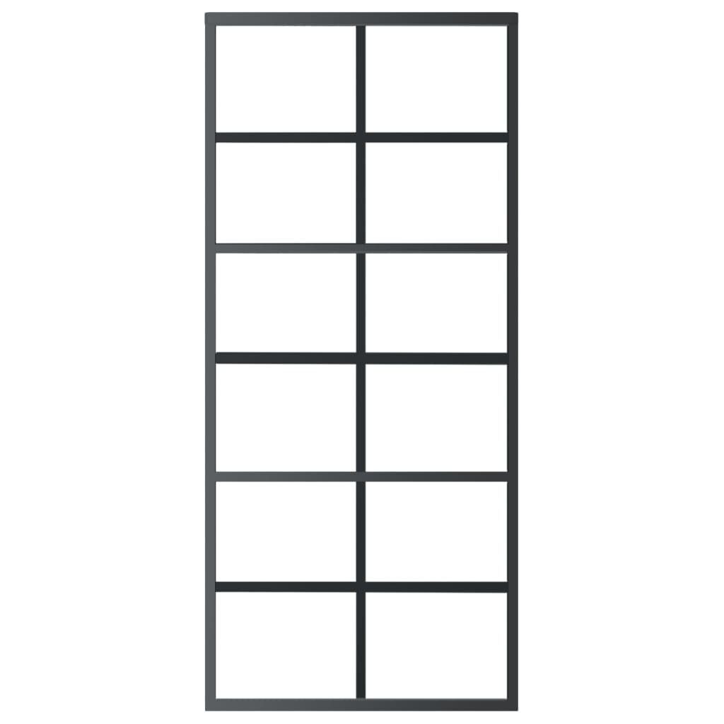 vidaXL Schiebetür Schiebetür ESG-Glas und Aluminium 90x205 cm Schwarz (1-St)