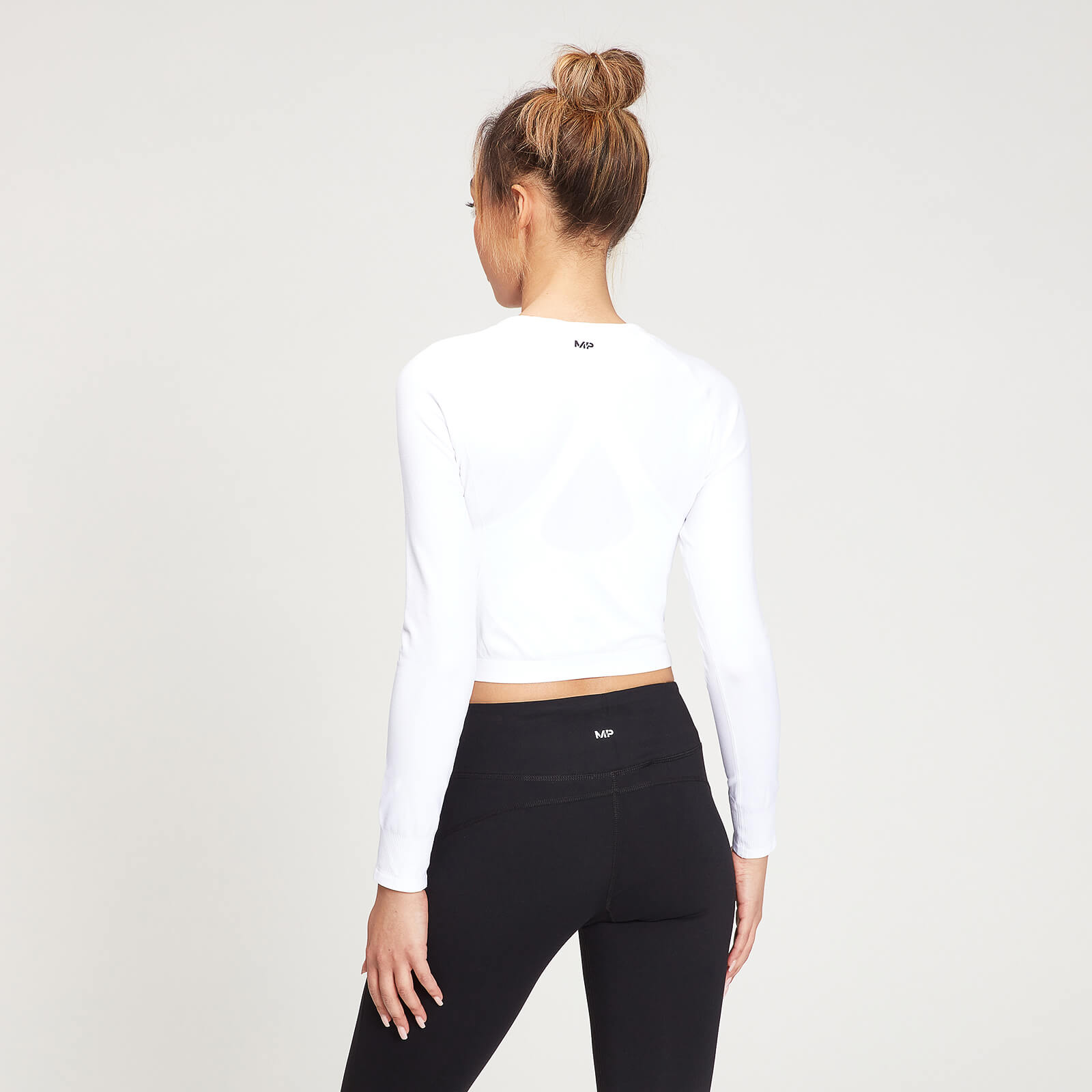 Crop top sans coutures à manches longues MP Shape Seamless pour femmes – Blanc