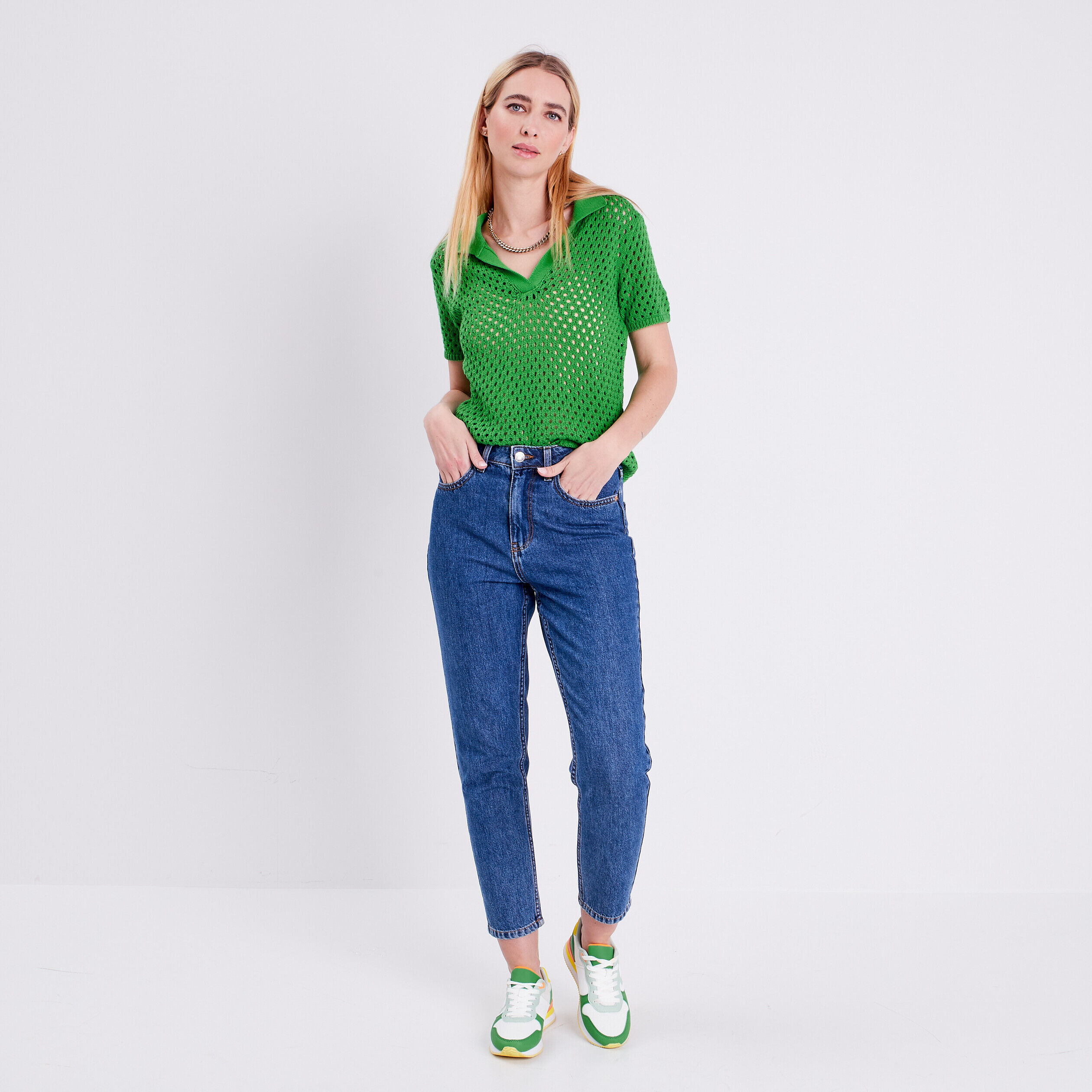 Polo manches courtes vert femme | Cache Cache