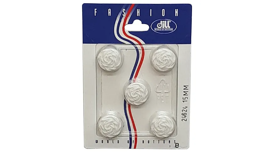 Dill Knopf rund mit Öse Ø 15mm 5er Pack weiß