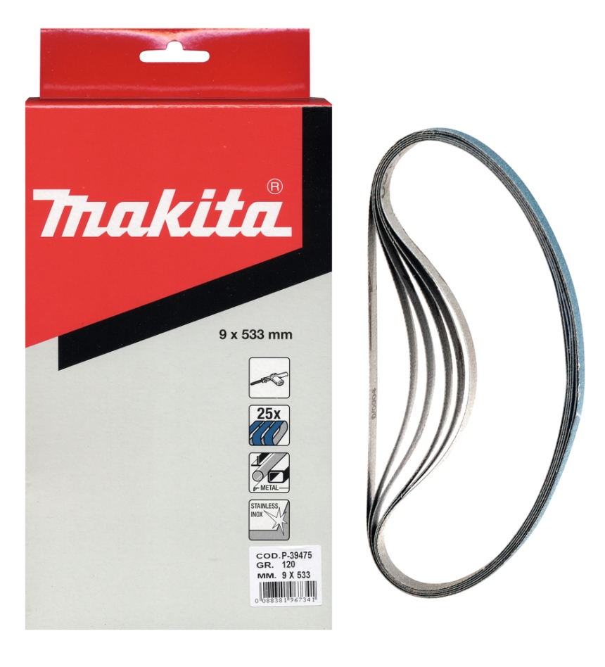 Makita Accessories P-39431 Taśma szlifierska K40 9x533 mm niebieska - 25 sztuk