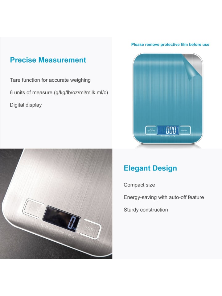 Intirilife Digitale Küchenwaage - 5kg Elektronische Waage in SILBER günstig kaufen onesize