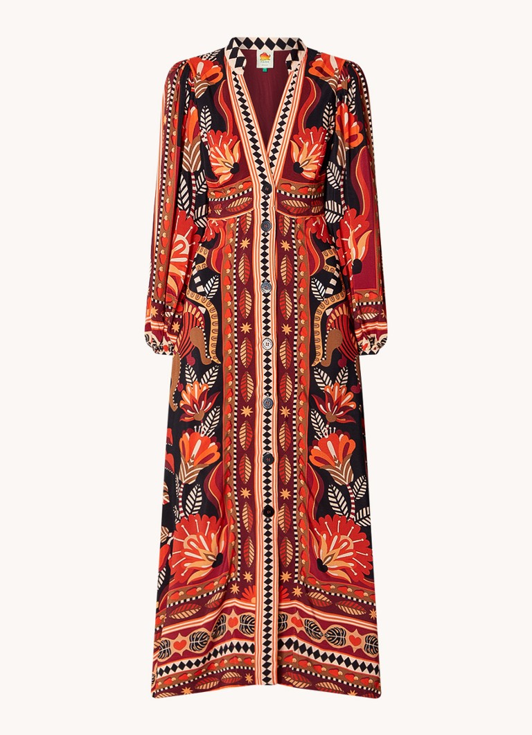 Farm Rio maxi dress with floral print and balloon sleeves
