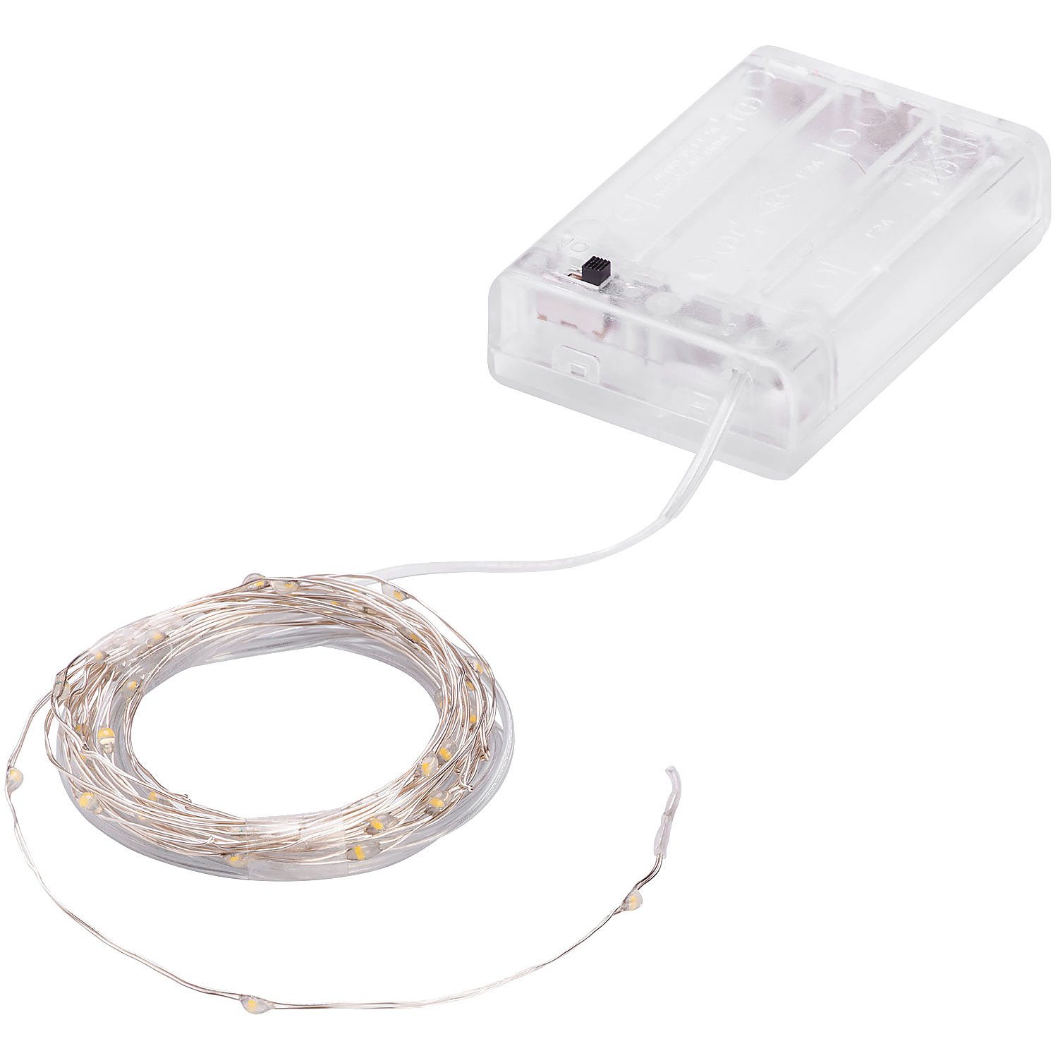 LED Micro-Lichterkette mit Batteriekasten und Timer, 40 LEDs