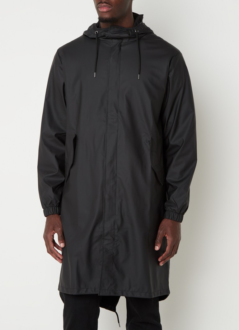 Rains Fishtail parka with hood and flap pockets