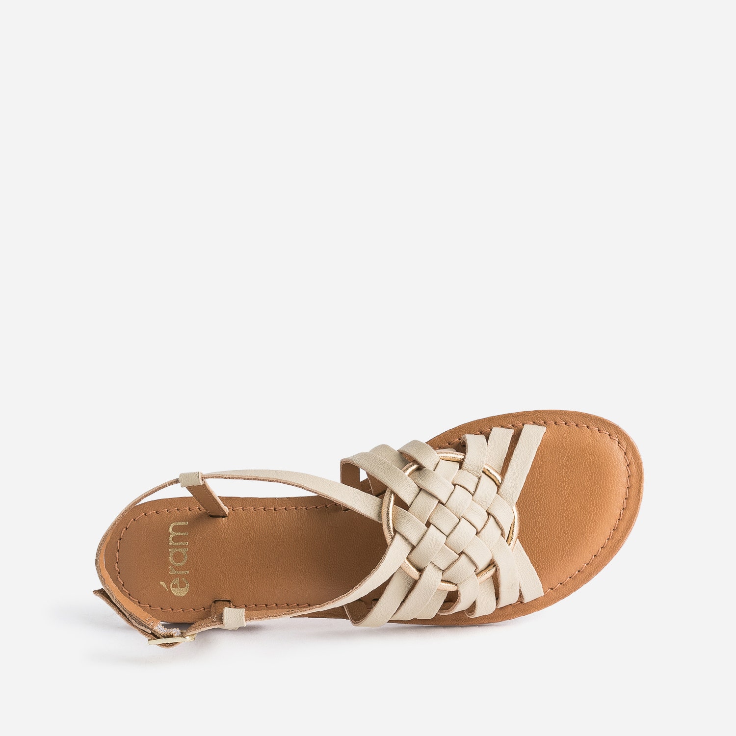 Sandale beige cuir avec anneau