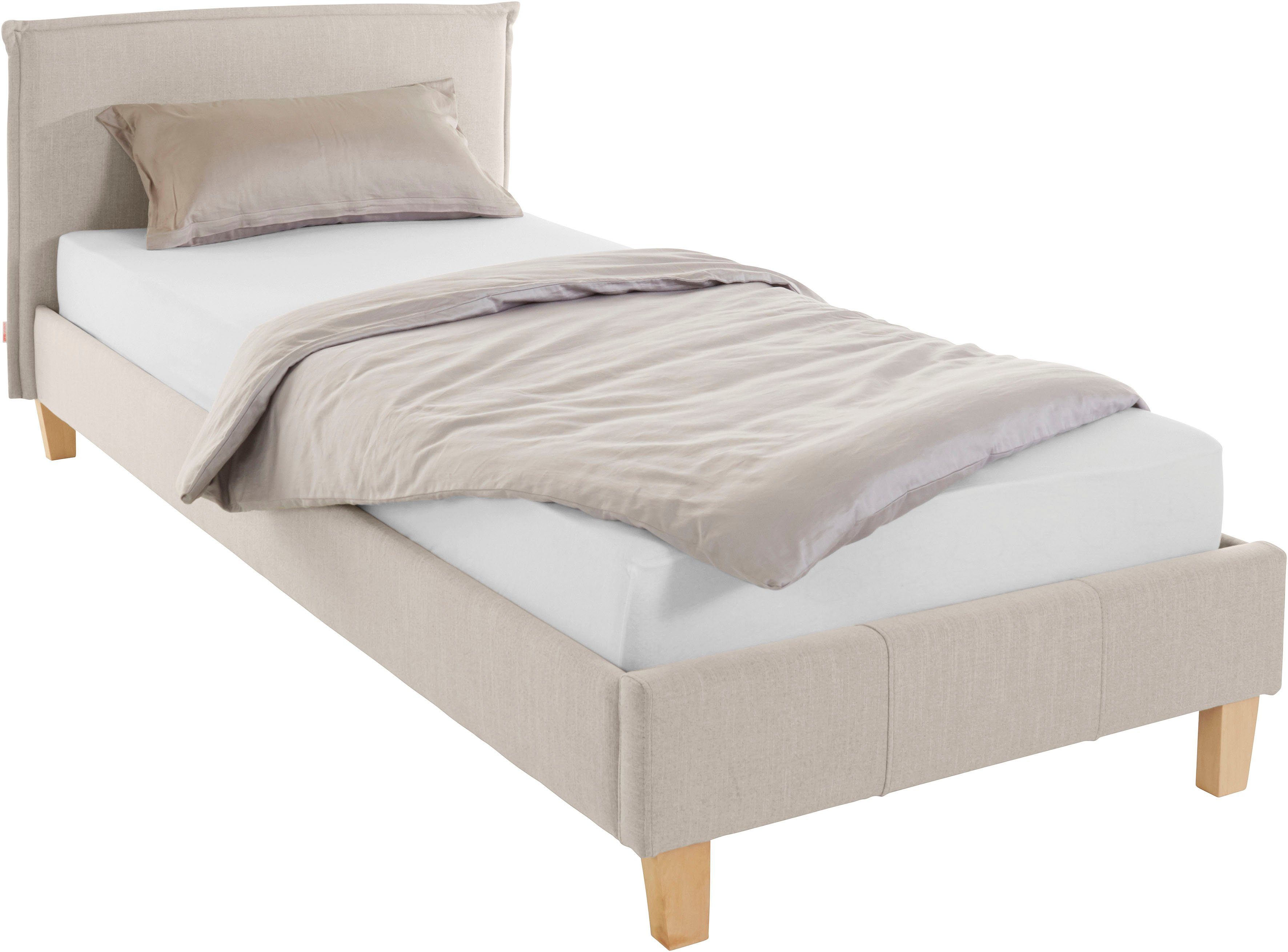 OTTO products Polsterbett Heddi, in 5 Breiten: von 90cm-200cm, Biese am Kopfteil, Strukturstoff