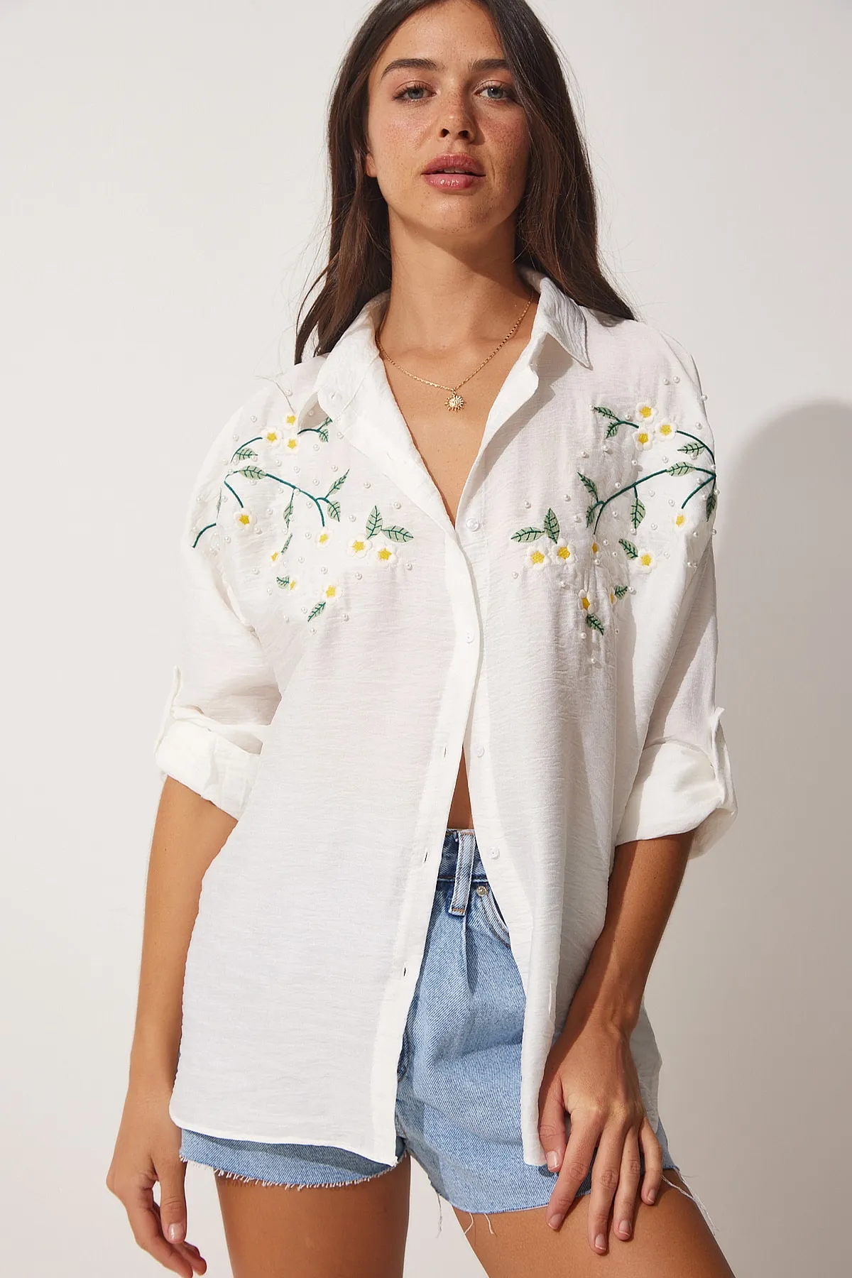 Happiness İstanbul  Hemd - Weiß - Oversized