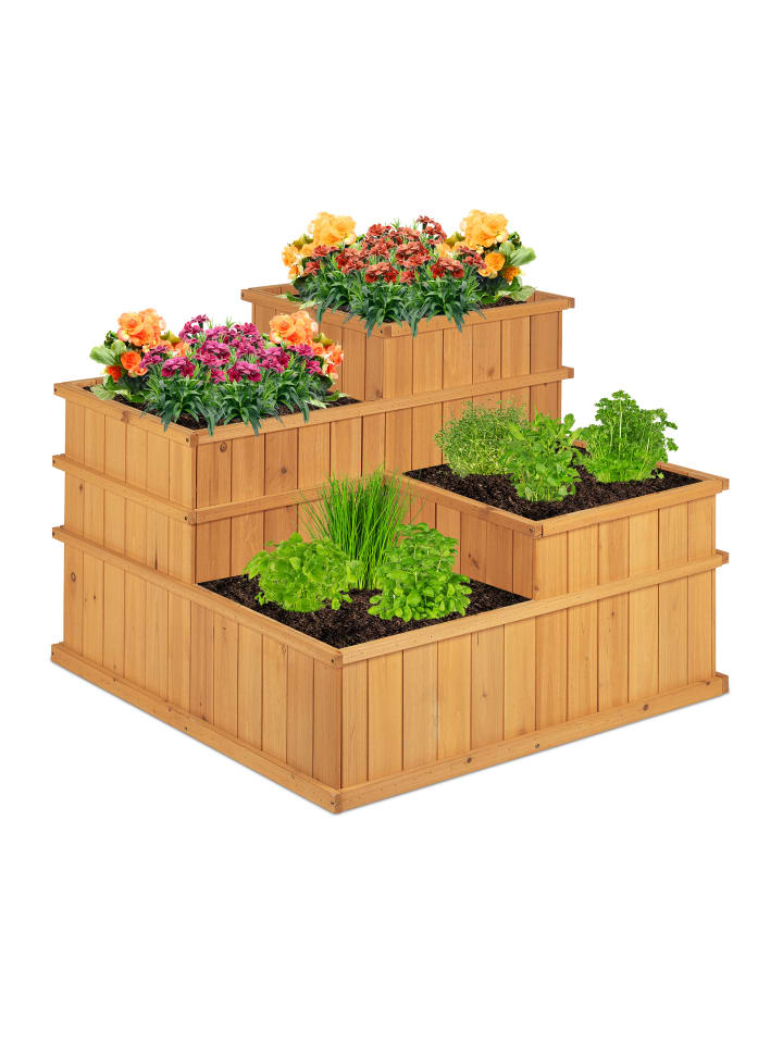 relaxdays Hochbeet in Natur - (B)81 x (H)61 x (T)81 cm günstig kaufen onesize