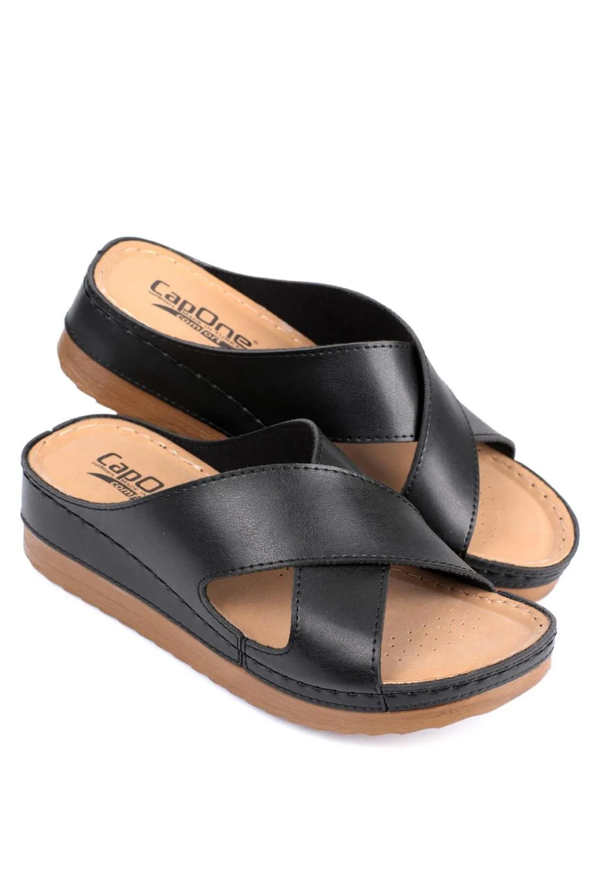 Capone Outfitters  Capone Z0632 Schwarze anatomische Komfort-Hausschuhe für Damen