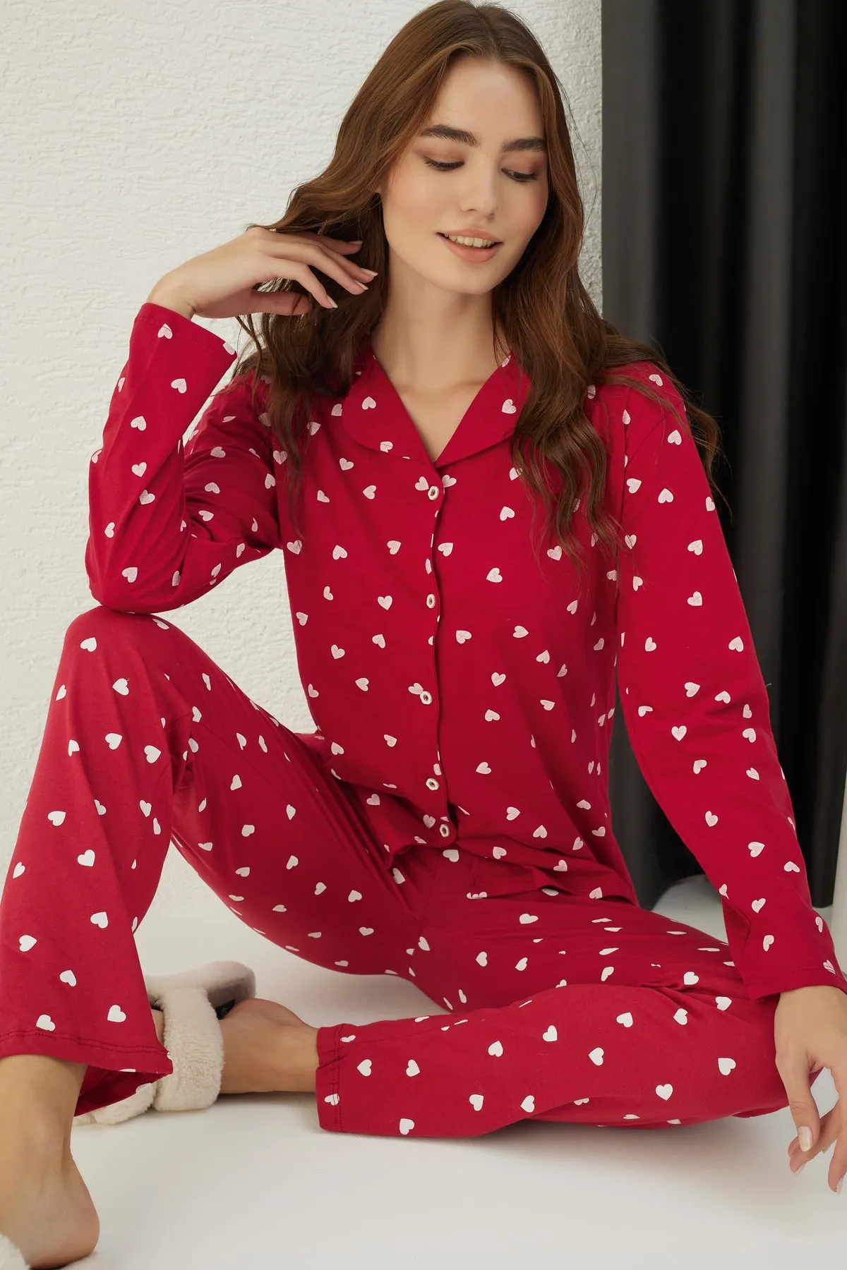 ELİTOL  Pyjama-Set aus Baumwoll-Lycra mit Knöpfen