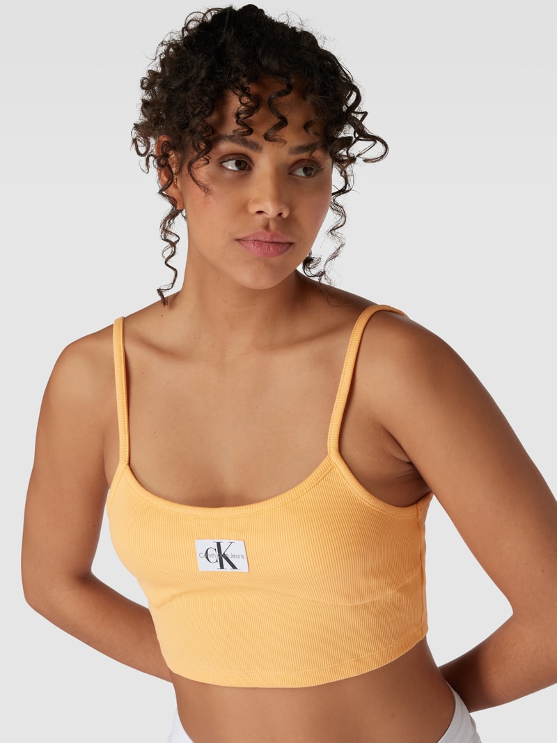 Bralette-Top mit Label-Patch in orange