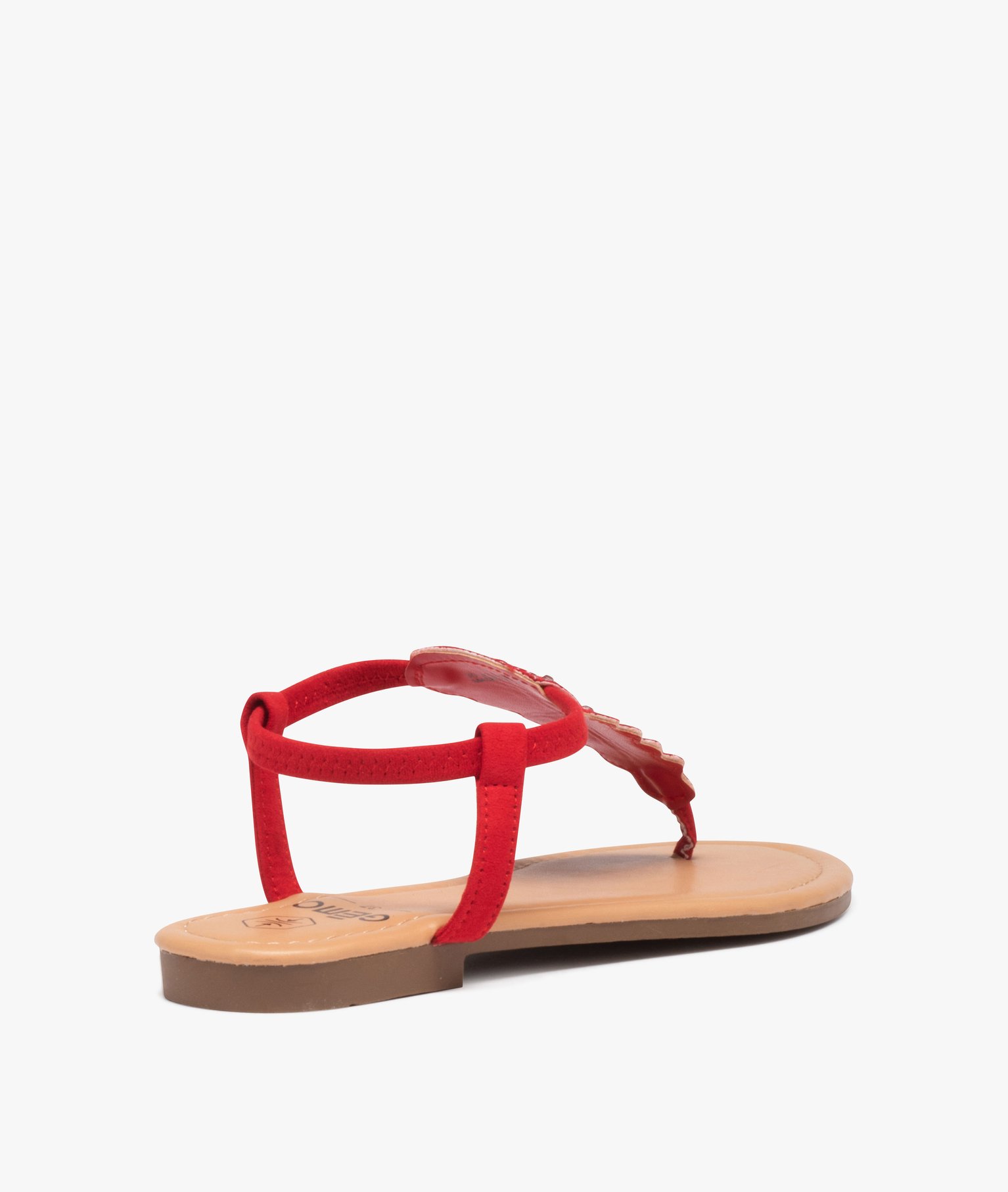Sandales femme à entre-doigts ornées de strass rouge | GEMO