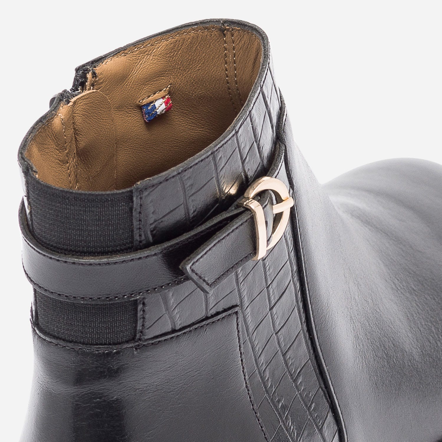 Boots ERAM FLEX noir en cuir avec effet croco