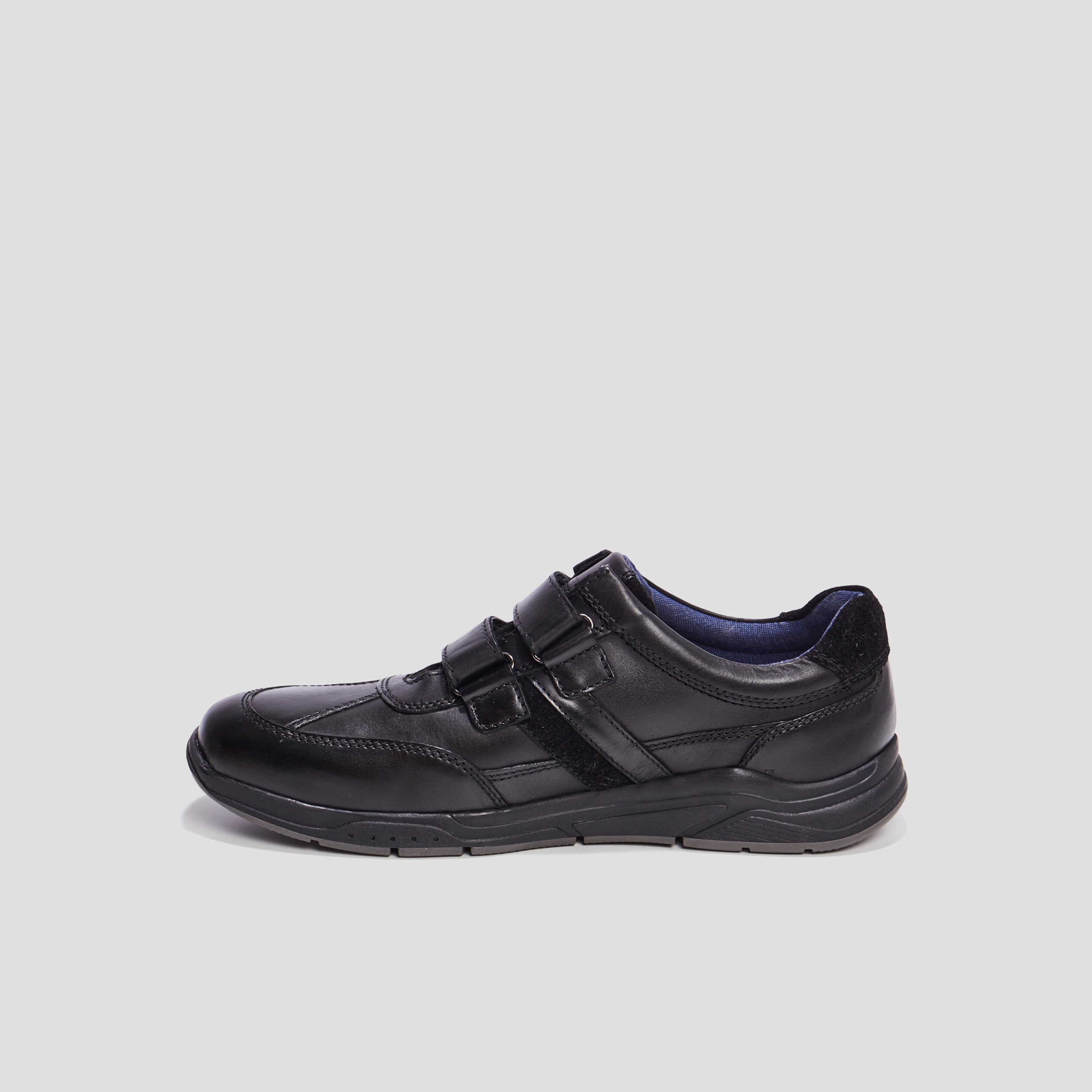 Derbies à scratchs en cuir Walking noir homme | La Halle