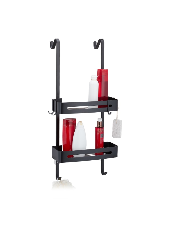relaxdays Duschablage in Schwarz - (B)33 x (H)72,5 x (T)23 cm günstig kaufen onesize